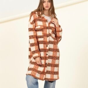 Beautiful Fall Colors Plaid Midi Coat